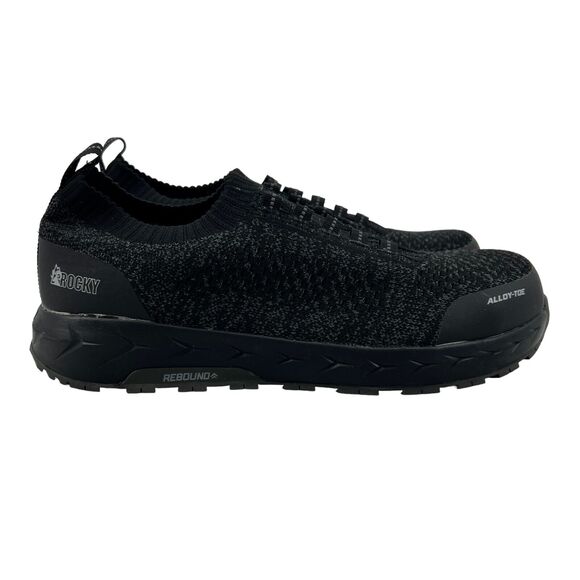 Rocky Work Shoes Mens 11.5 Black Gray AT Knit Athletic Hard Alloy Toe Low Cut - Picture 1 of 13